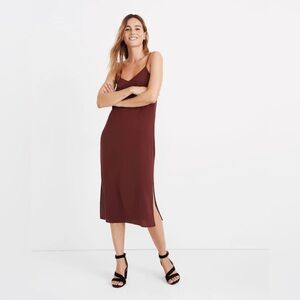 Madewell // Red Silk Eva Side-Slit Slip Dress